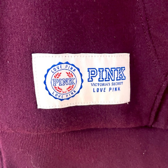 VS Pink Maroon Black And White Zip Up Hooded Jacket Sz L - Picture 6 of 6